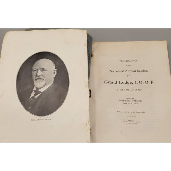 Proceedings Grand Lodge Odd Fellows IOOF May 1916 Roseburg Oregon Book - Picture 8 of 12
